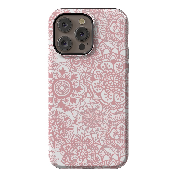 iPhone 14 Pro max StrongFit Light Pink Mandala Pattern by Julie Erin Designs