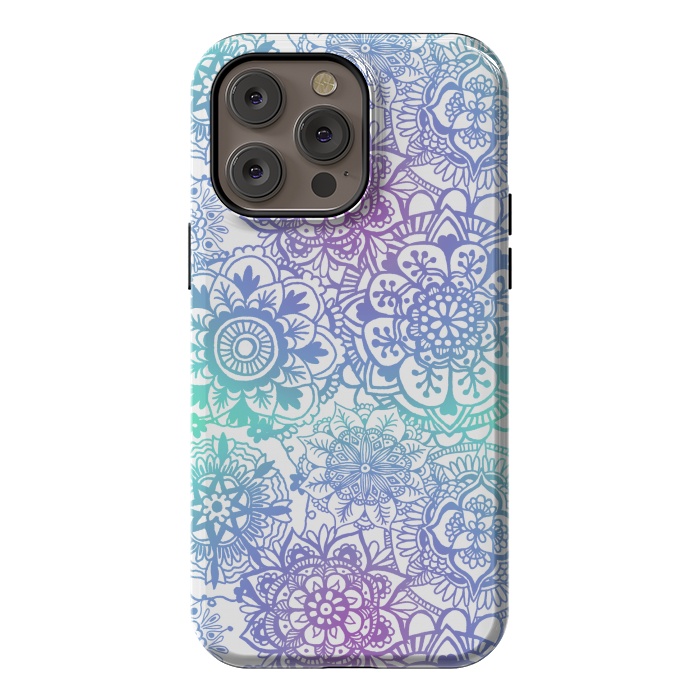 iPhone 14 Pro max StrongFit Pastel Purple and Blue Mandala Pattern by Julie Erin Designs