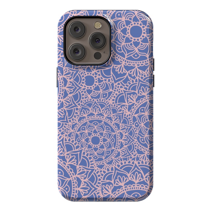 iPhone 14 Pro max StrongFit Pink and Mauve Mandala Pattern by Julie Erin Designs