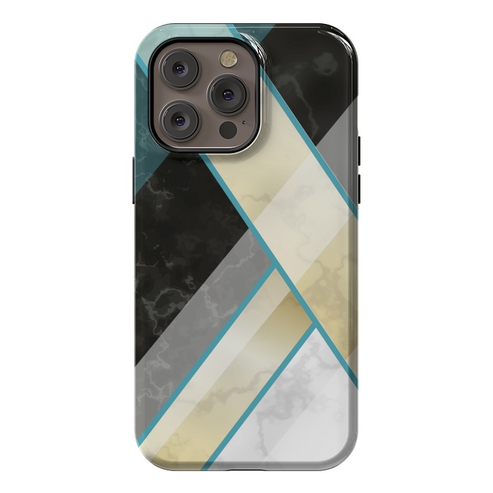 iPhone 14 Pro max StrongFit Vertical Green Lines On Marble  by ArtsCase