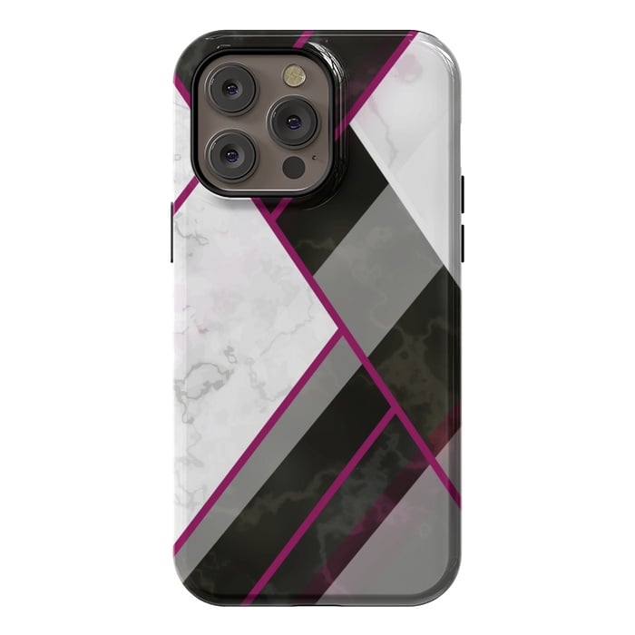 iPhone 14 Pro max StrongFit Vertical Magenta Lines On Marble by ArtsCase