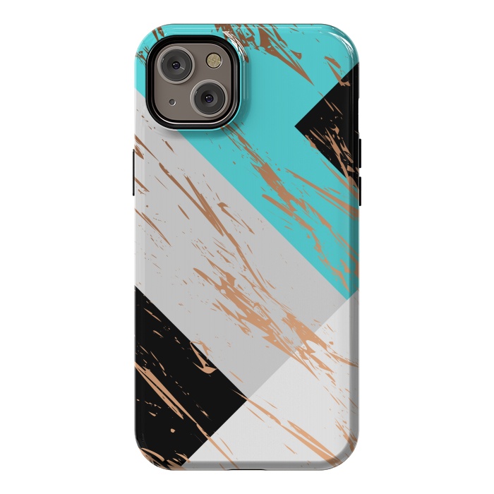 iPhone 14 Plus StrongFit Aquamarine With Gold On Marble Background by ArtsCase