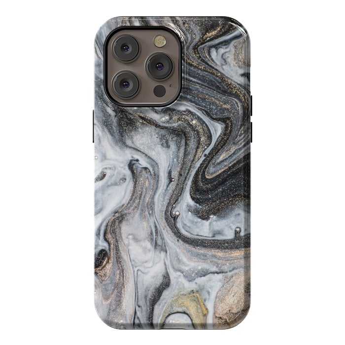 iPhone 14 Pro max StrongFit Black and Gold Marble by ArtsCase