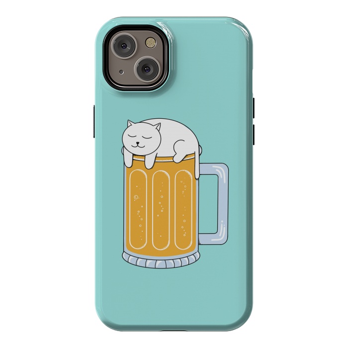 iPhone 14 Plus StrongFit Cat Beer Green by Coffee Man