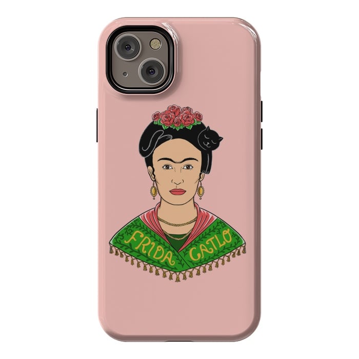 iPhone 14 Plus StrongFit Frida Catlo Pink by Coffee Man