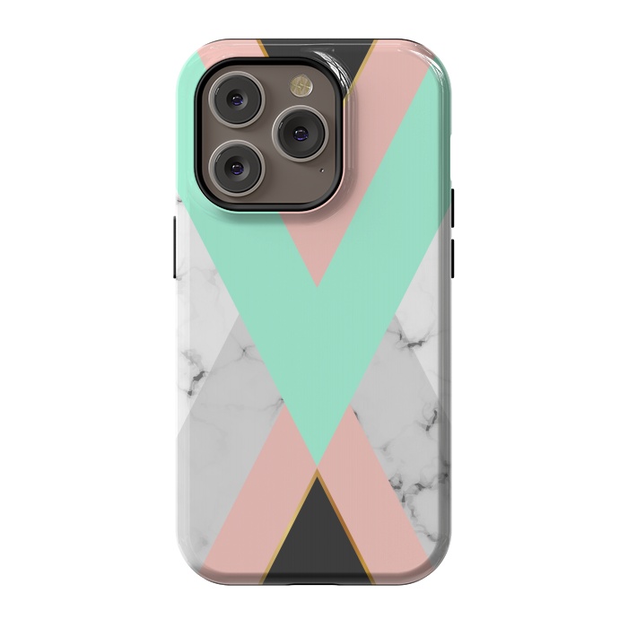 iPhone 14 Pro StrongFit Marbled Aquamarine In Vertical by ArtsCase