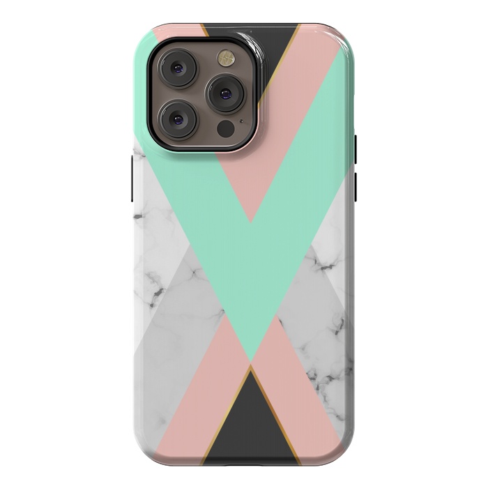 iPhone 14 Pro max StrongFit Marbled Aquamarine In Vertical by ArtsCase