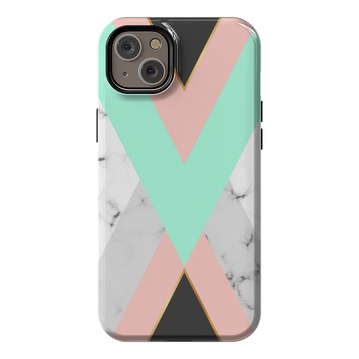 iPhone 14 Plus StrongFit Marbled Aquamarine In Vertical by ArtsCase