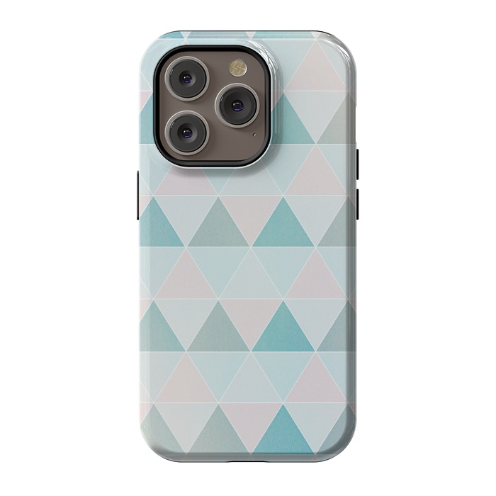 iPhone 14 Pro StrongFit Pink blue Triangles  by Jms