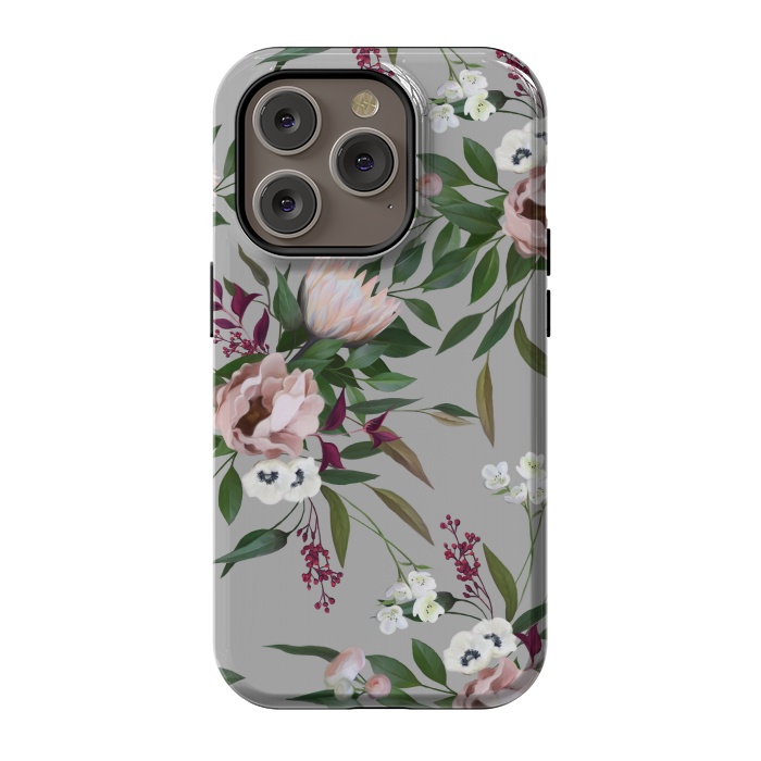 iPhone 14 Pro StrongFit Bouquet With a Protea | Gray by Elzbieta Malyska