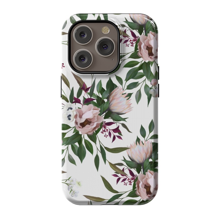 iPhone 14 Pro StrongFit Bouquet With a Protea | White by Elzbieta Malyska