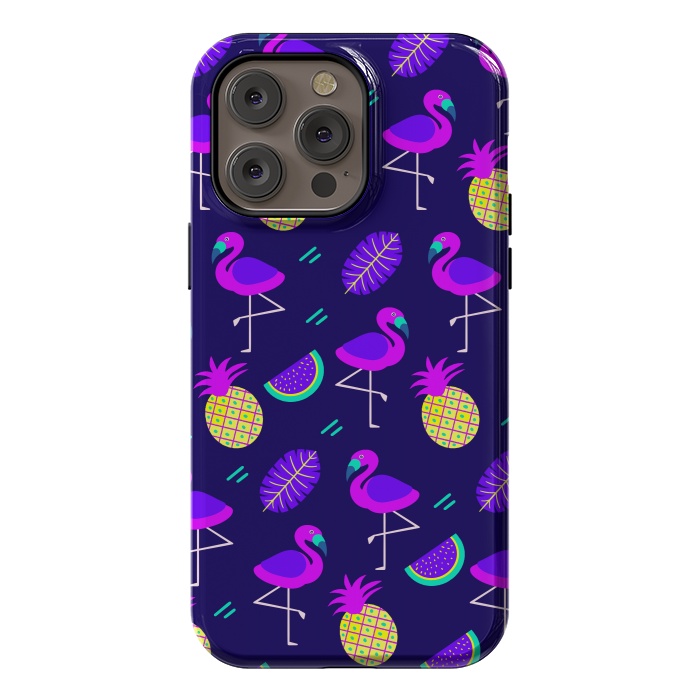 iPhone 14 Pro max StrongFit Flamingos In Neon by ArtsCase