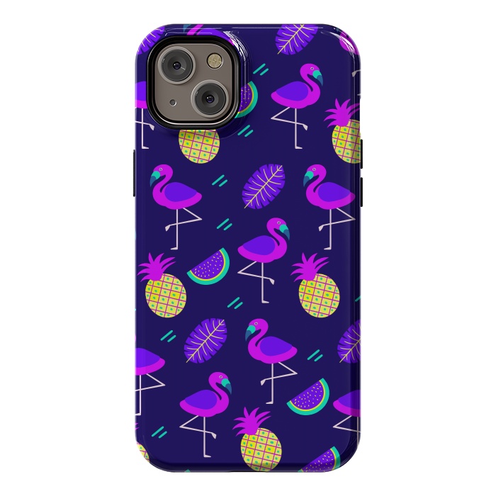 iPhone 14 Plus StrongFit Flamingos In Neon by ArtsCase