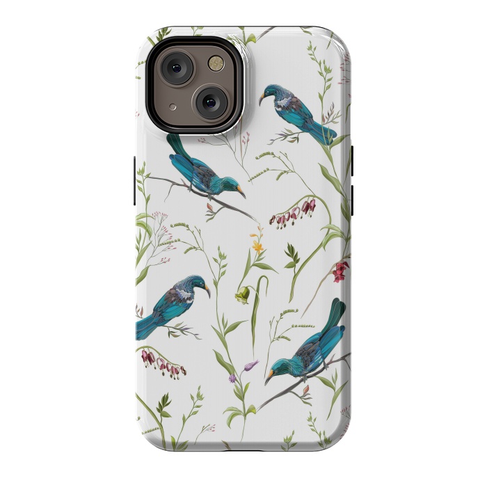 iPhone 14 StrongFit Birds in flowers by Elzbieta Malyska