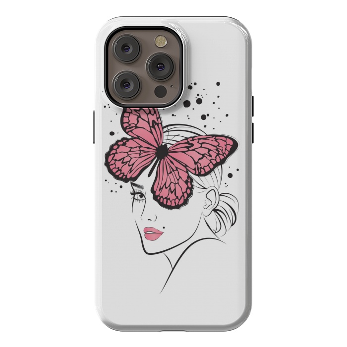 iPhone 14 Pro max StrongFit Pink Butterfly by Martina