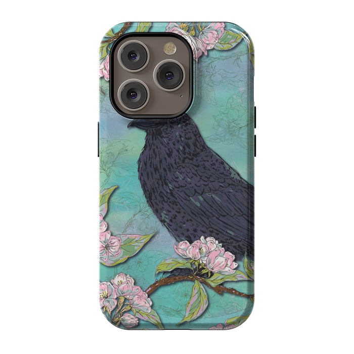iPhone 14 Pro StrongFit Raven & Apple Blossom by Lotti Brown