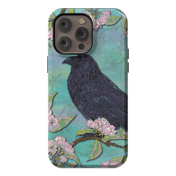 iPhone 14 Pro max StrongFit Raven & Apple Blossom by Lotti Brown