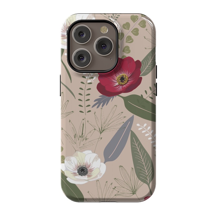 iPhone 14 Pro StrongFit Anemones Pattern by Anis Illustration