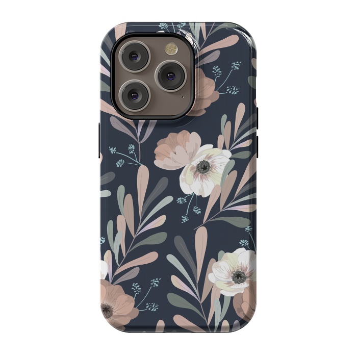 iPhone 14 Pro StrongFit Olives and anemones - blue by Anis Illustration