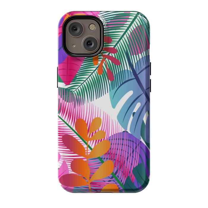 iPhone 14 StrongFit tropical leaves pattern by MALLIKA