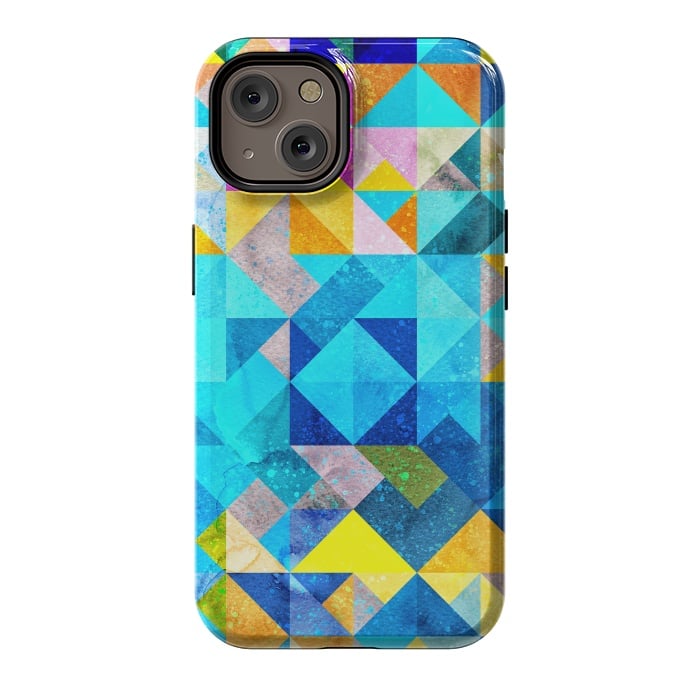 iPhone 14 StrongFit Colorful Watercolor Geometric by Art Design Works