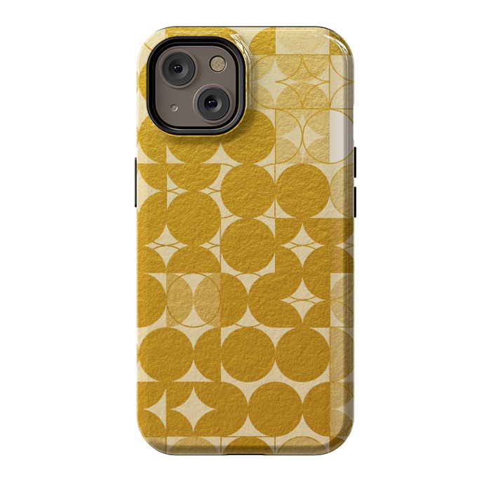 iPhone 14 StrongFit Mid Century Gold Geometric by Art Design Works