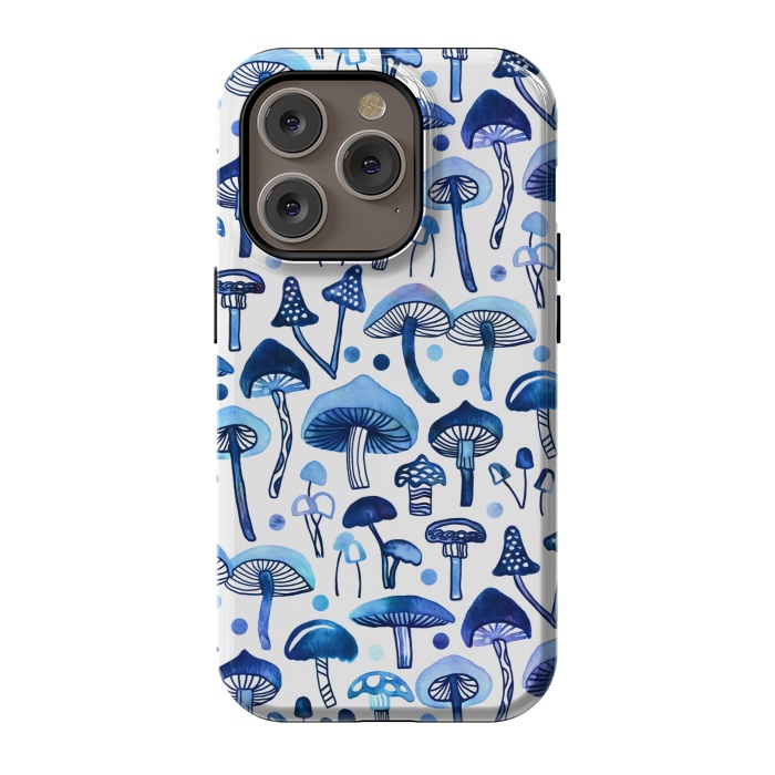 iPhone 14 Pro StrongFit Blue Mushrooms by Tigatiga