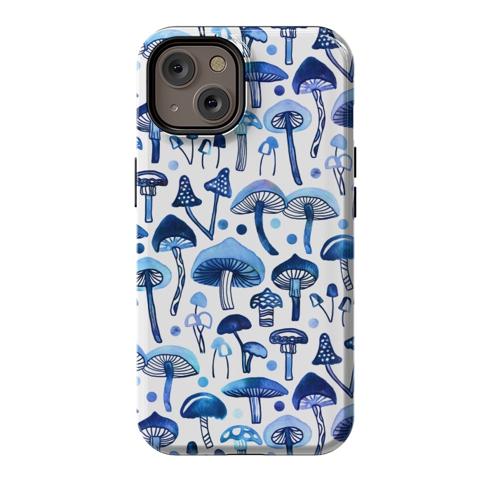 iPhone 14 StrongFit Blue Mushrooms by Tigatiga