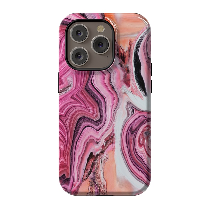 iPhone 14 Pro StrongFit Pop pink liquid marble by Oana 