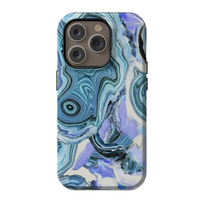 iPhone 14 Pro StrongFit Blue purple liquid marble by Oana 