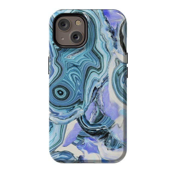 iPhone 14 StrongFit Blue purple liquid marble by Oana 
