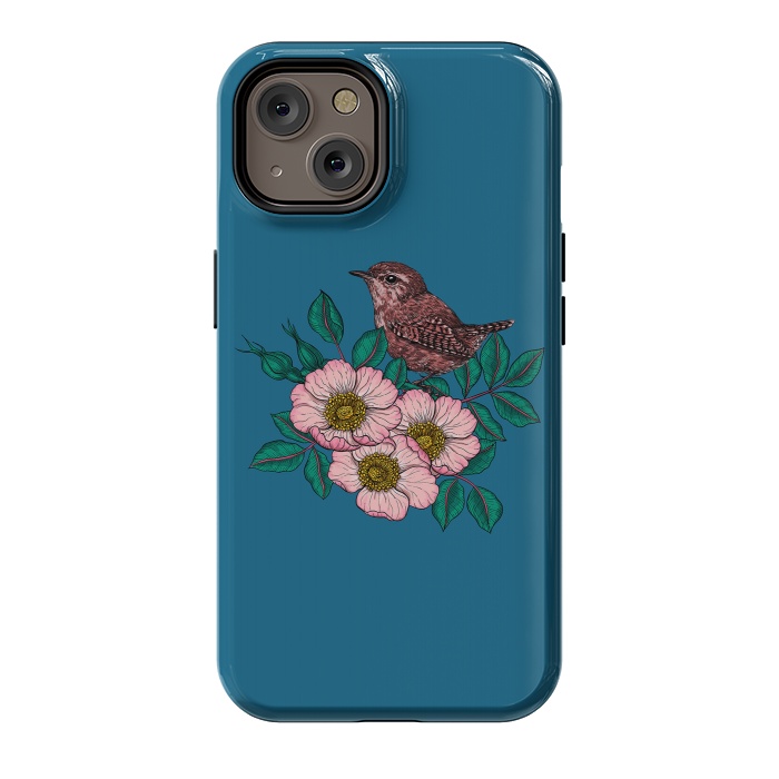 iPhone 14 StrongFit Wren and dog rose bouquet by Katerina Kirilova