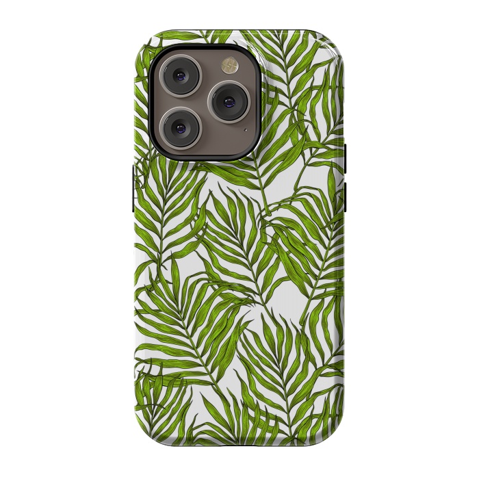iPhone 14 Pro StrongFit Palm leaves on white by Katerina Kirilova