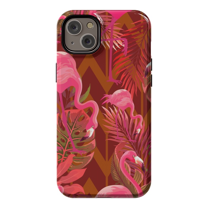 iPhone 14 Plus StrongFit Pink Flamingos On The Beach by ArtsCase