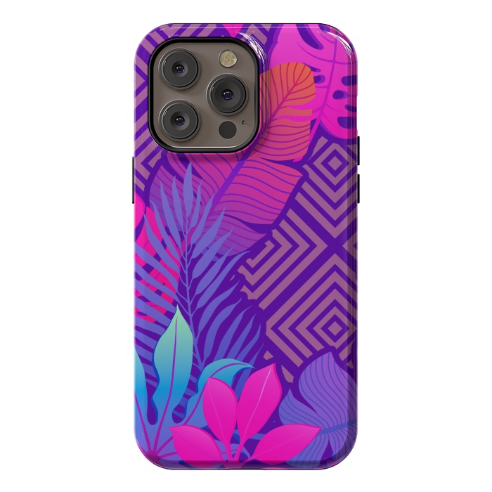 iPhone 14 Pro max StrongFit Tropical Lines And Leaves Patterns by ArtsCase