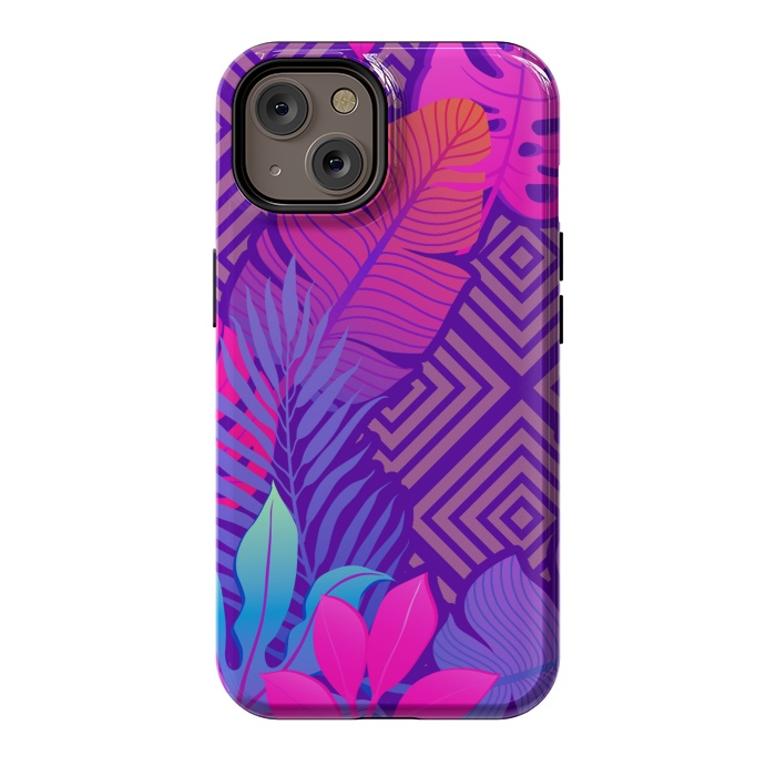 iPhone 14 StrongFit Tropical Lines And Leaves Patterns by ArtsCase