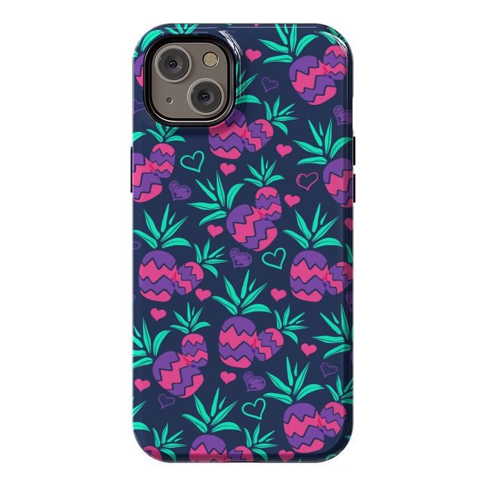 iPhone 14 Plus StrongFit Pineapples In Neon by ArtsCase