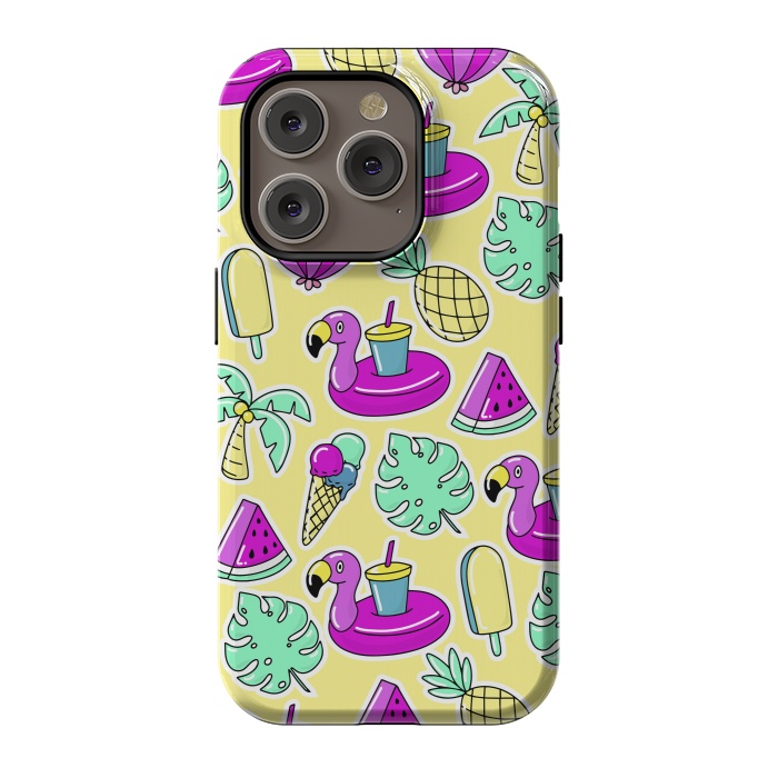iPhone 14 Pro StrongFit Summer And Flamingos In Color by ArtsCase