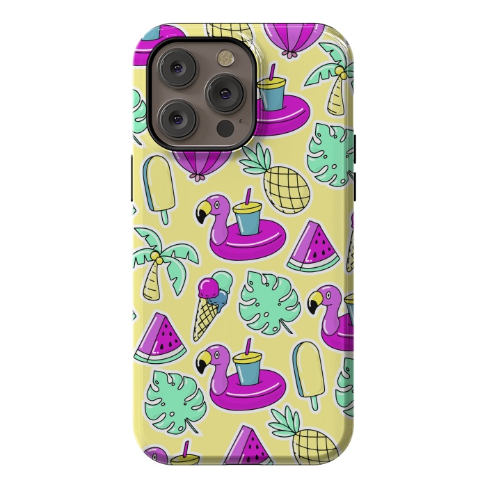 iPhone 14 Pro max StrongFit Summer And Flamingos In Color by ArtsCase
