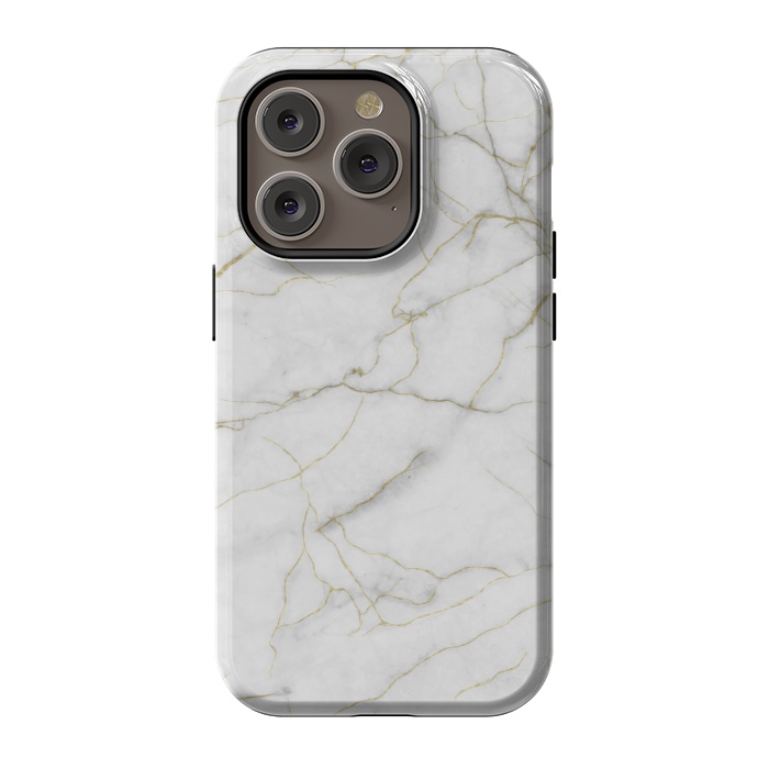 iPhone 14 Pro StrongFit White and gold marble by Jms