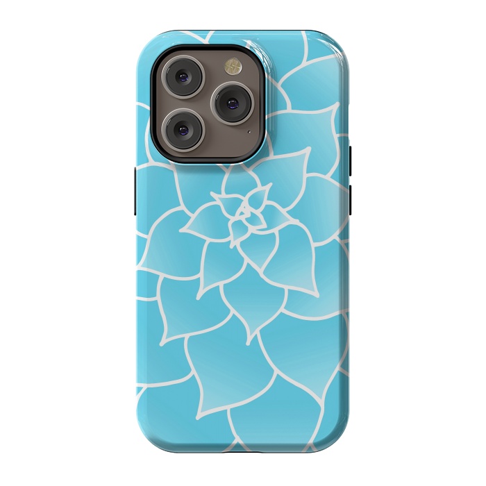 iPhone 14 Pro StrongFit Abstract Blue Succulent Flower by Julie Erin Designs