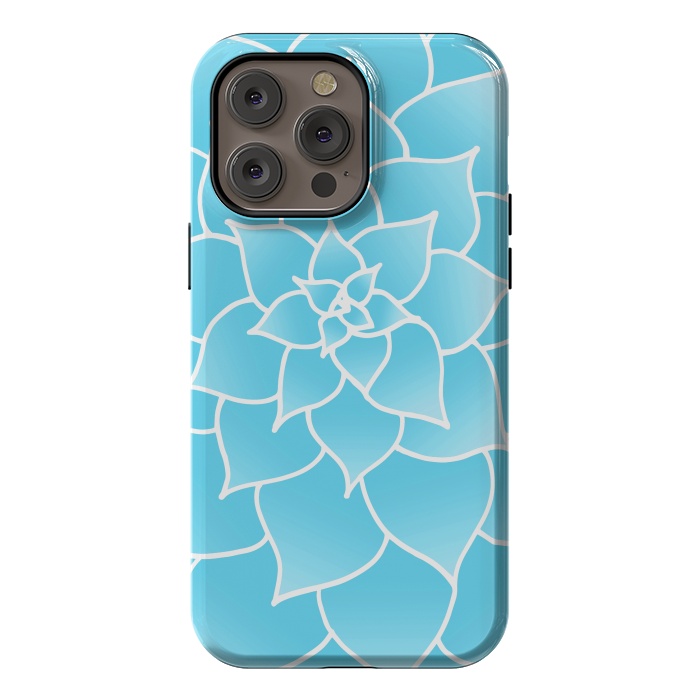 iPhone 14 Pro max StrongFit Abstract Blue Succulent Flower by Julie Erin Designs