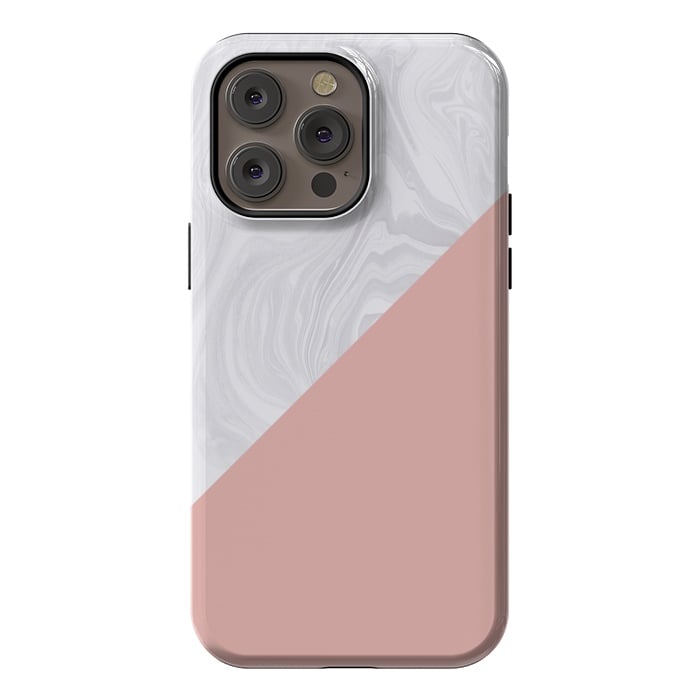 iPhone 14 Pro max StrongFit Rose Gold and White Marble Texture by Julie Erin Designs