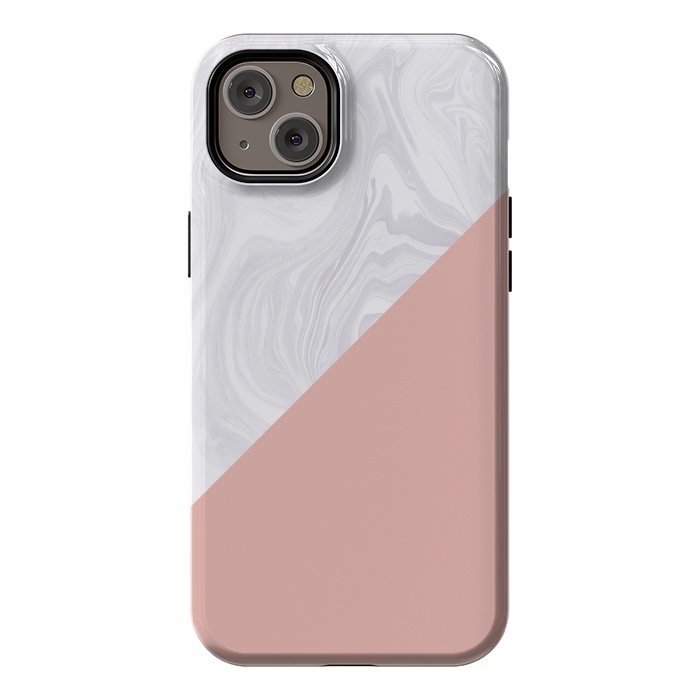 iPhone 14 Plus StrongFit Rose Gold and White Marble Texture by Julie Erin Designs