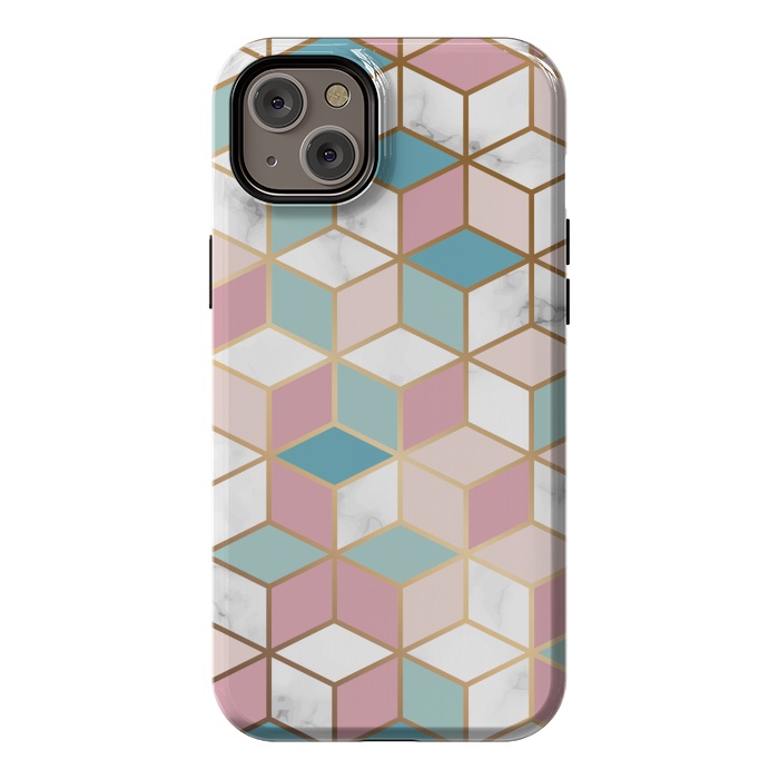 iPhone 14 Plus StrongFit Crystals In Blue And Pink Marble by ArtsCase