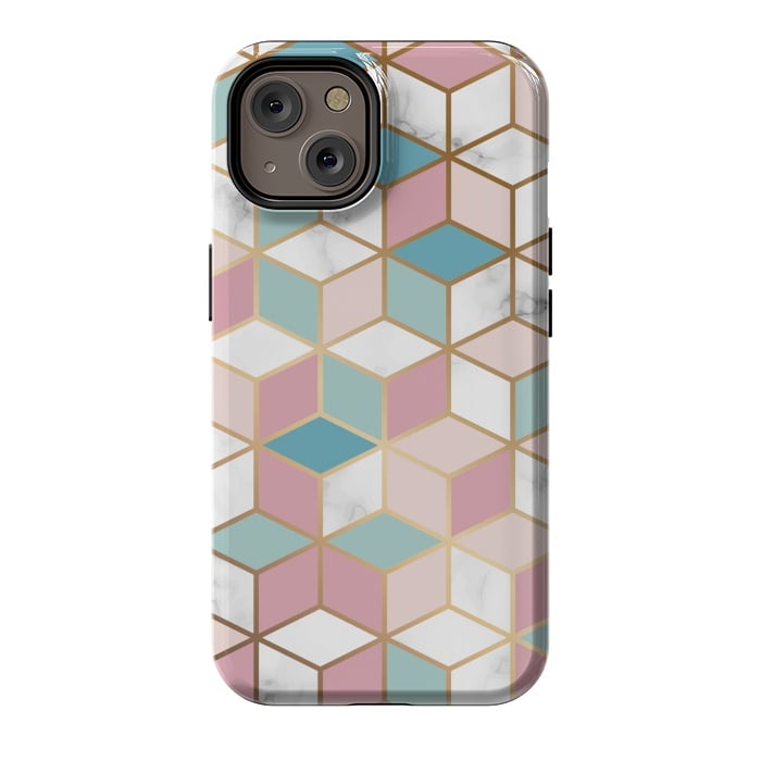 iPhone 14 StrongFit Crystals In Blue And Pink Marble by ArtsCase