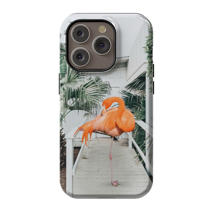 iPhone 14 Pro StrongFit Flamingo Beach House by Uma Prabhakar Gokhale