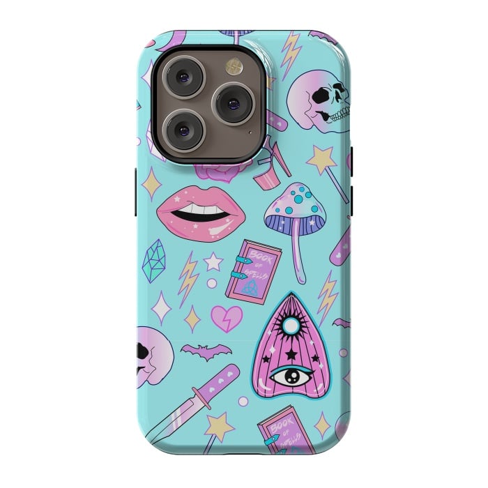 iPhone 14 Pro StrongFit Girly Pastel Goth Witchy Kawaii Pattern by Luna Elizabeth Art