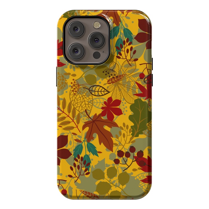 iPhone 14 Pro max StrongFit Leaves In Earth Tones Fall by ArtsCase