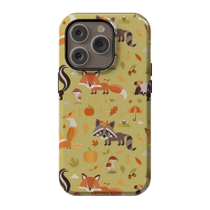 iPhone 14 Pro StrongFit Red Fox And Raccoon In Autumn by ArtsCase